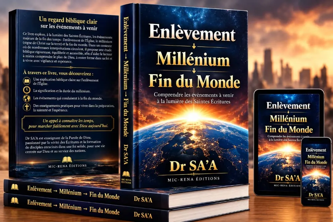 Couverture, dos et versions numériques du livre Enlèvement, Millénium, Fin du Monde du Dr SA’A