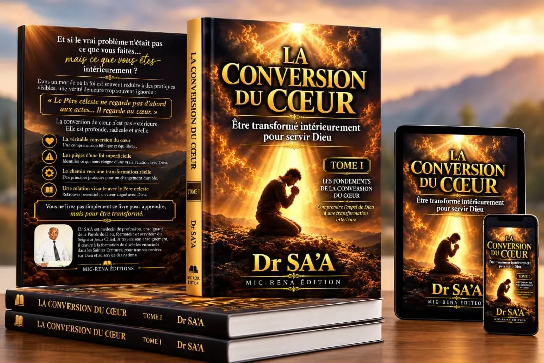 Couverture, dos et versions numériques du livre La Conversion du cœur, Tome I, du Dr SA’A